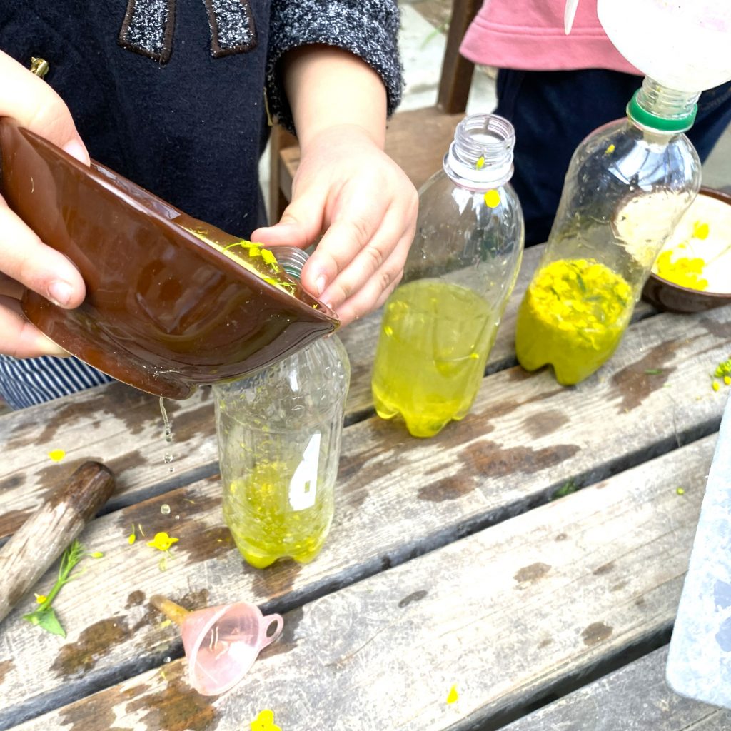 菜の花で作った色水
