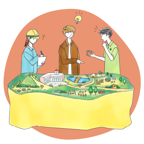 イラスト「園庭にASOBIOを設置する」